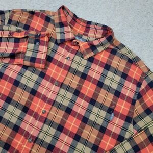 Eddie‎ Bauer Flannel Shirt Mens 2XL Orange Long Sleeve Button Up Outdoor Fall